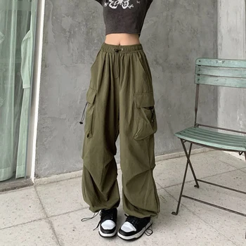 Y2k Kravas Bikses Sievietēm Streetwear Gadījuma Plaša Kāju Bikses Harajuku Vintage Cietā Baggy Taisnas Bikses Dāmas Lielajam Treniņbikses